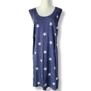 Natural Reflections Chambray Blue Star Print Sleeveless Dress/Coverup 2X